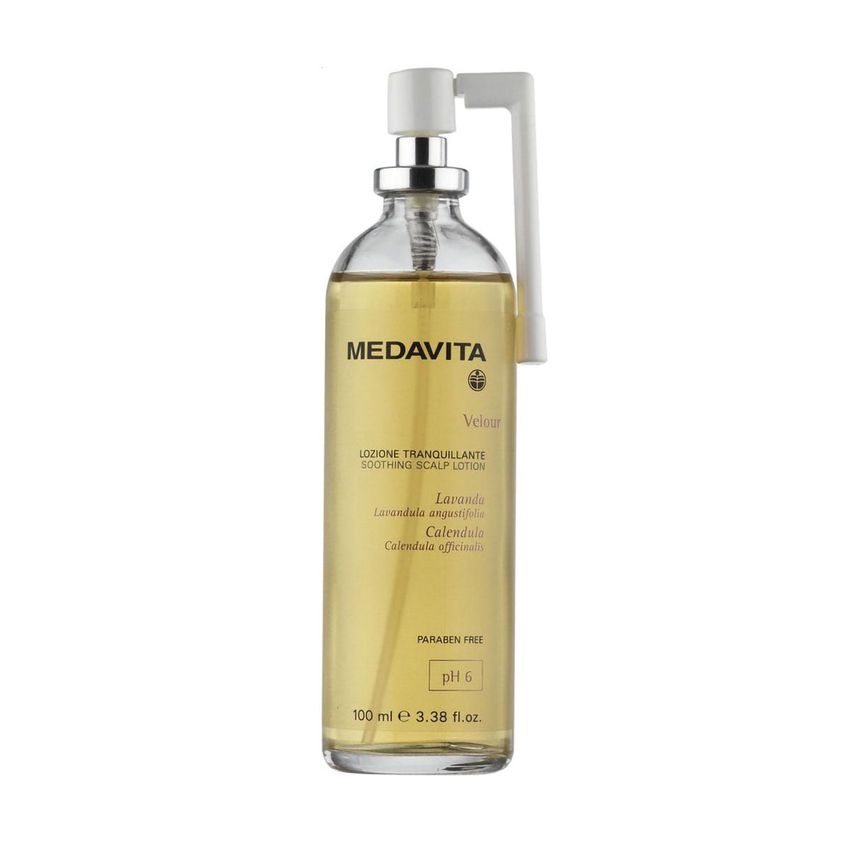 Уцінка! Заспокійливий лосьйон-спрей Medavita Velour Soothing Scalp Lotion Spray для чутливої шкіри голови, 100 мл